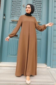 Dark Sunuff Colored Hijab Dress 4362KTB - Thumbnail