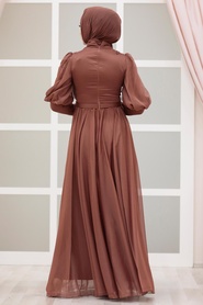 Neva Style - Modern Dark Sunuff Colored Modest Bridesmaid Dress 41551KTB - Thumbnail