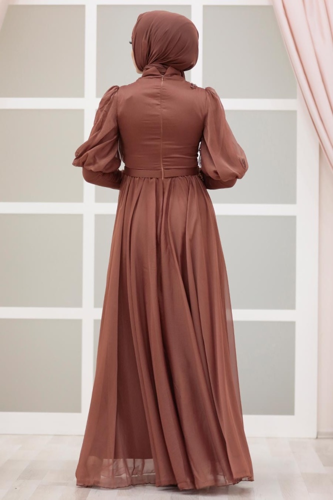 Neva Style - Modern Dark Sunuff Colored Modest Bridesmaid Dress 41551KTB - 3