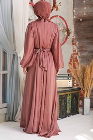 Neva Style - Elegant Dark Sunuff Colored Islamic Clothing Evening Gown 5215KTB - Thumbnail