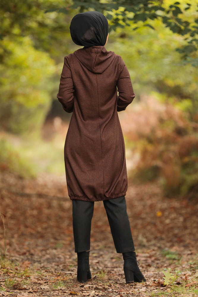 Dark Terra Cotta Hijab Coat 503KKRMT - 6