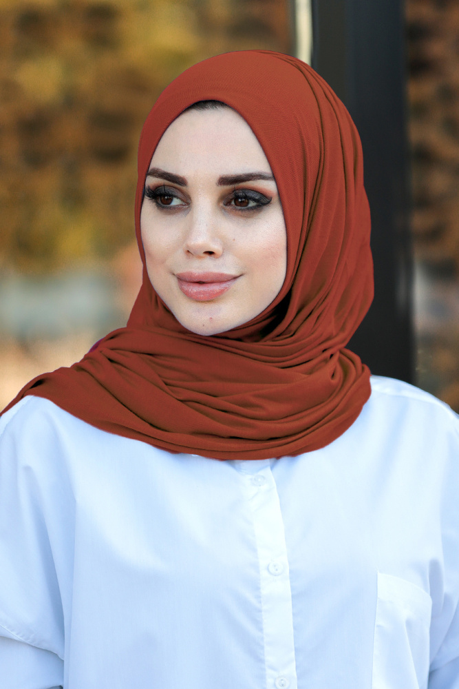Dark Terra Cotta Hijab Shawl 7528KKRMT - 1