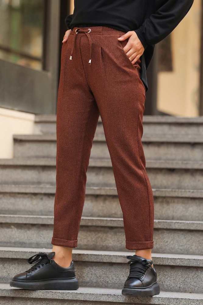 Dark Terra Cotta Hijab Trousers 10402KKRMT - 1