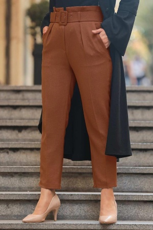 Dark Terra Cotta Hijab Trousers 1068KKRMT - 1