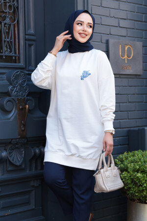Desen Detaylı Ekru Tesettür Tunik 10653E - 2
