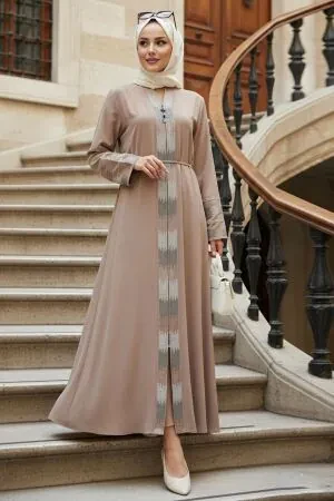 Desenli Bisküvi Tesettür Abaya 45303BS 