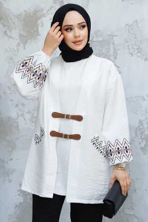 Desenli Ekru Tesettür Kap 4363E - NEVA STYLE