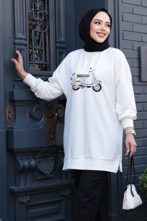 Desenli Ekru Tesettür Tunik 10636E - 3