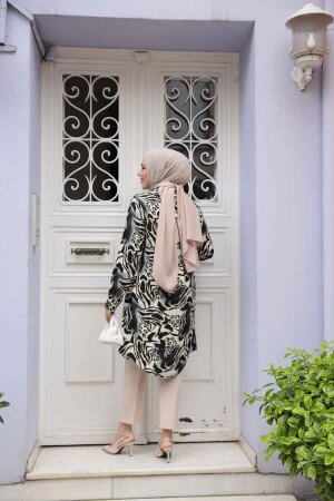 Desenli Füme Tesettür Viskon Tunik 11742FU - 3