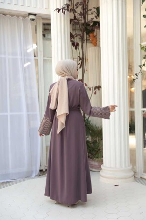 Desenli Gül Kurusu Tesettür Ferace 29105GK - 4