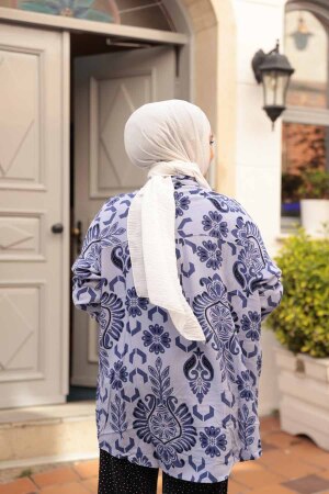 Desenli Lila Tesettür Tunik 20420LILA - 3