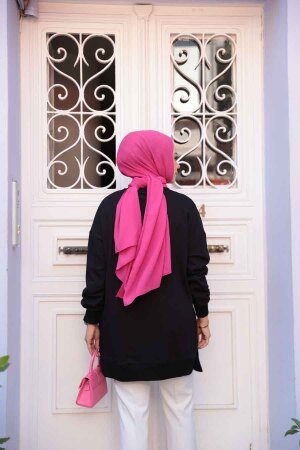 Desenli Siyah Tesettür Tunik 10636S - 3