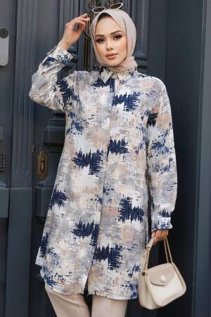 Desenli Vizon Tesettür Viskon Tunik 11677V - NEVA STYLE