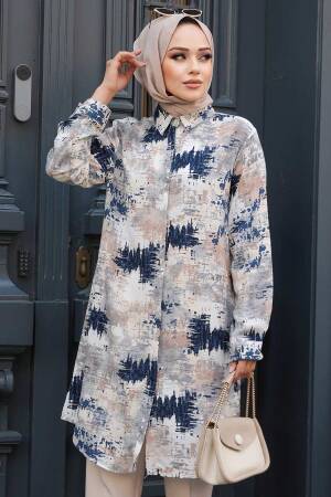 Desenli Vizon Tesettür Viskon Tunik 11677V - 3