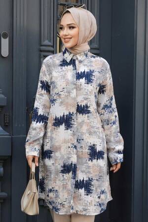 Desenli Vizon Tesettür Viskon Tunik 11677V - 4