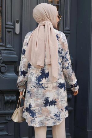 Desenli Vizon Tesettür Viskon Tunik 11677V - 5