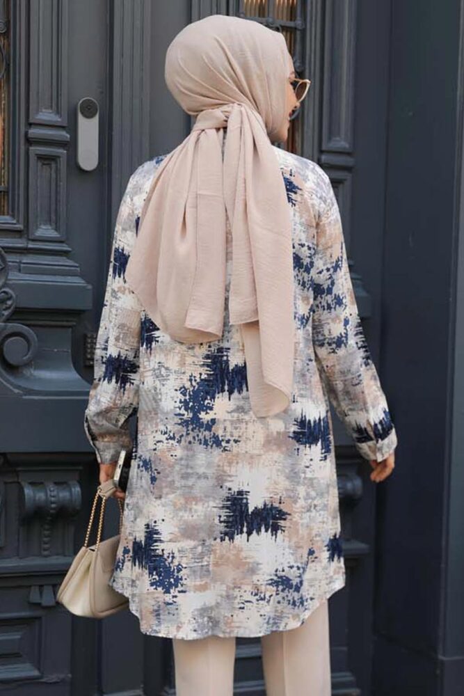 Desenli Vizon Tesettür Viskon Tunik 11677V - 5
