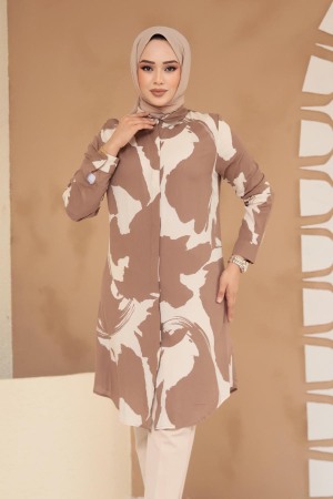 Desenli Vizon Tesettür Viskon Tunik 11728V - 2