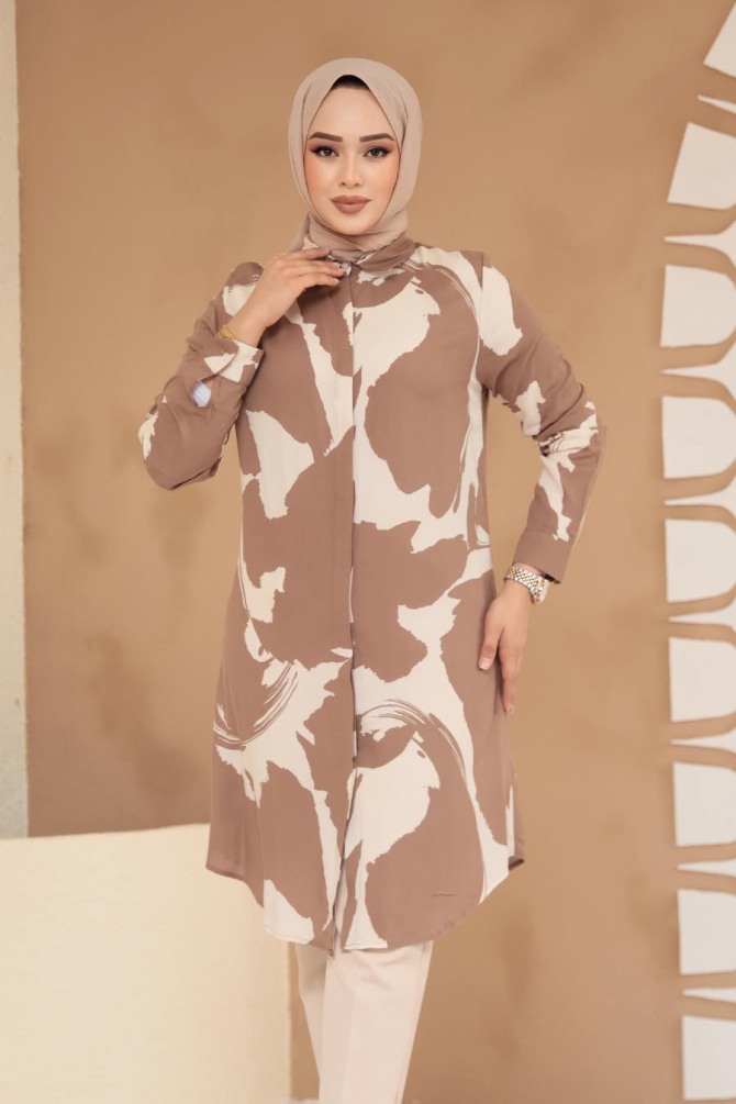 Desenli Vizon Tesettür Viskon Tunik 11728V - 2