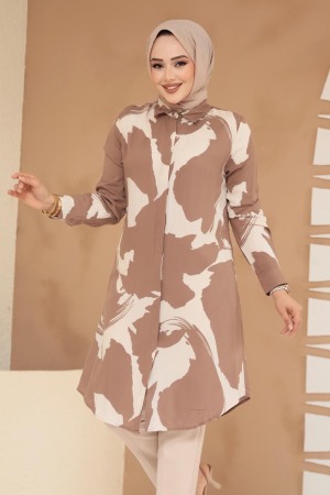 Desenli Vizon Tesettür Viskon Tunik 11728V - NEVA STYLE