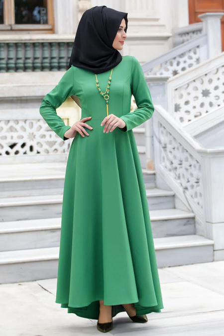 Dress - Almond Greed Hijab Dress 4055CY