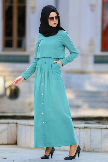 Dress - Almond Green Hijab Dress 4059CY
