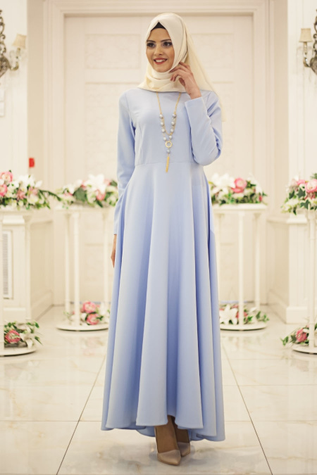 Dress - Baby Blue Hijab Dress 4055BM