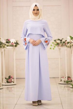 Dress - Baby Blue Hijab Dress 41260BM - 1