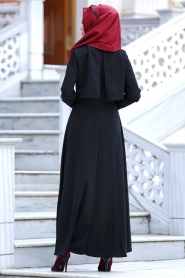 Dress - Black Hijab Dress 4023S - Thumbnail
