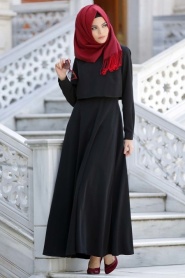 Dress - Black Hijab Dress 4023S - Thumbnail