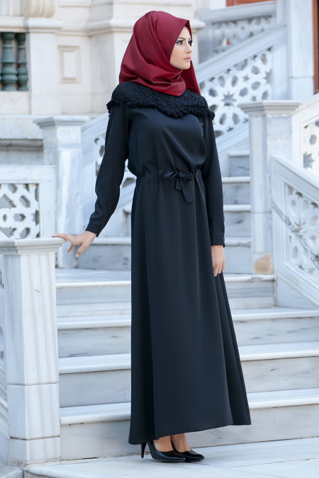 Dress - Black Hijab Dress 4061S