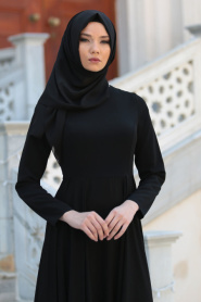 Dress - Black Hijab Dress 40740S - Thumbnail