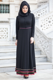 Dress - Black Hijab Dress 40890S - Thumbnail