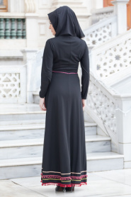 Dress - Black Hijab Dress 40890S - Thumbnail