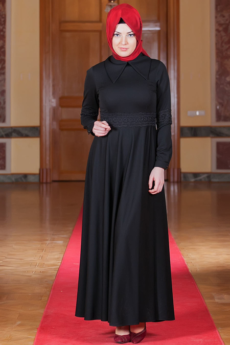 Dress - Black Hijab Dress 40920S