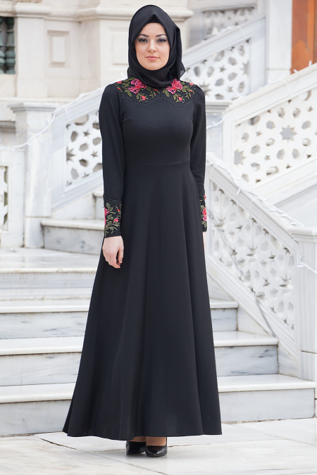 Dress - Black Hijab Dress 40930S