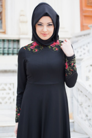Dress - Black Hijab Dress 40930S - Thumbnail