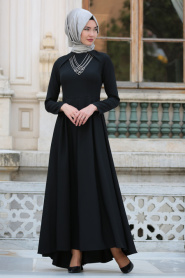 Dress - Black Hijab Dress 41470S - Thumbnail