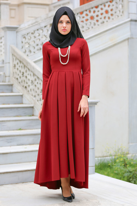 Dress - Claret Red Hijab Dress 41100BR