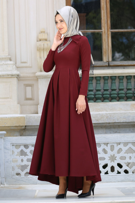 Dress - Claret Red Hijab Dress 41470BR