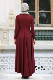 Dress - Claret Red Hijab Dress 41470BR - Thumbnail