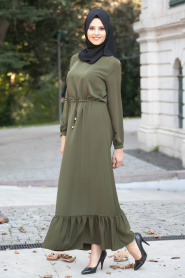 Dress - Green Hijab Dress 4058Y - Thumbnail