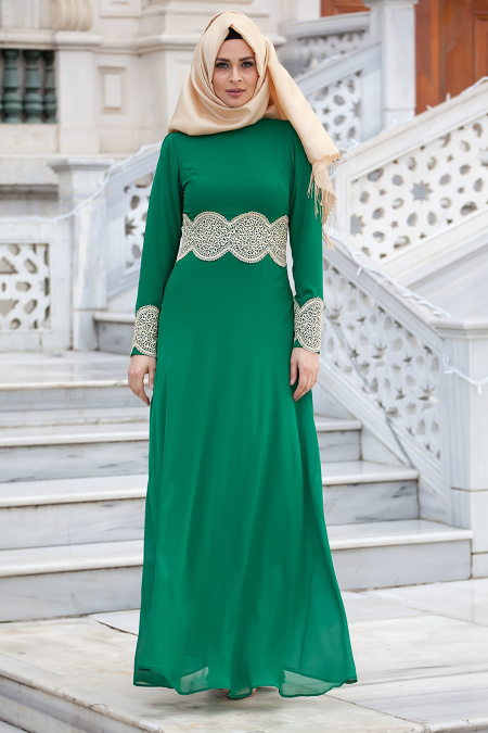 Dress - Green Hijab Dress 40900Y