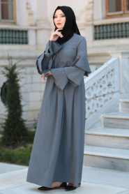 Dress - Grey Hijab Dress 41420GR - Thumbnail