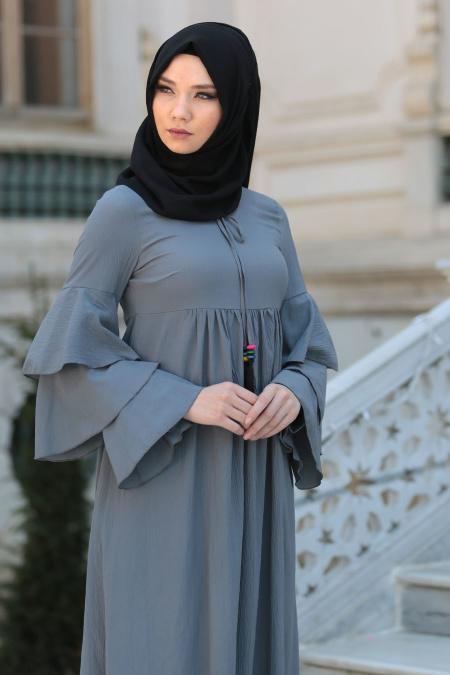Dress - Grey Hijab Dress 41420GR - 3