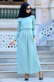Dress - Mint Hijab Dress 4059MINT - Thumbnail