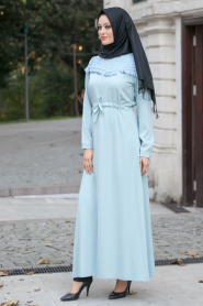 Dress - Mint Hijab Dress 4061MINT - Thumbnail