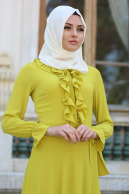 Dress - Mustard Hijab Dress 41430HR - Thumbnail