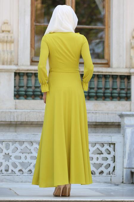 Dress - Mustard Hijab Dress 41430HR - 3