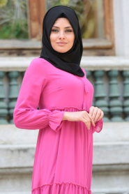 Dress - Pink Hijab Dress 41460P - Thumbnail